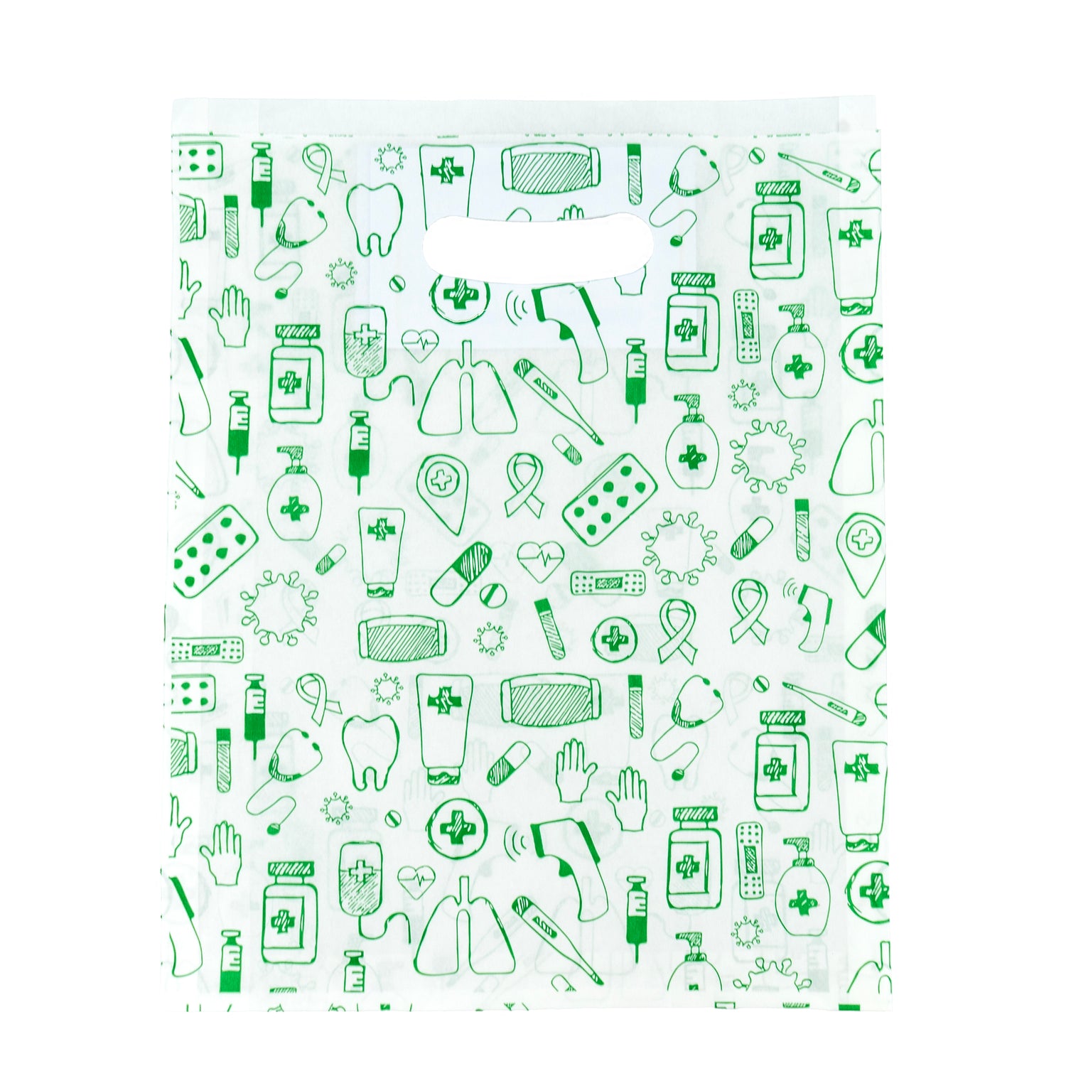 Bolsas Corte Feijão Kraft Natural 40g - Blanco y Verde - "Genérico Farmacia"