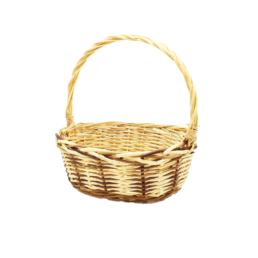 Oval Wicker Basket with Handle - Two-tone