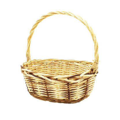 Oval Wicker Basket with Handle - Two-tone