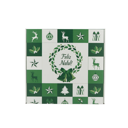 Caixa Cabaz - Verde e Branco - "Bosque Inverno"