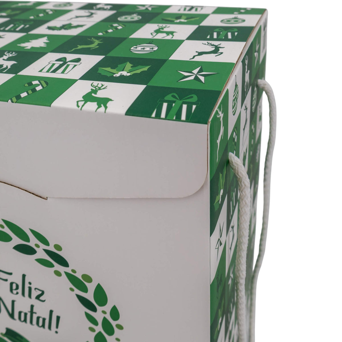 Caixas com Cordão - Verde e Branco - "Bosque Inverno"