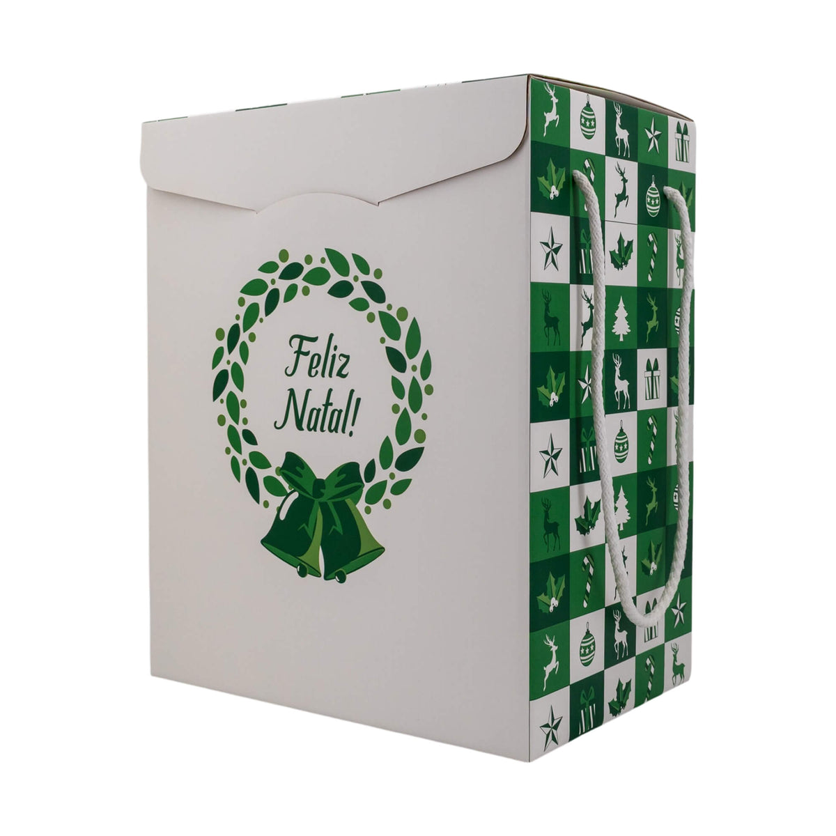 Caixas com Cordão - Verde e Branco - "Bosque Inverno"