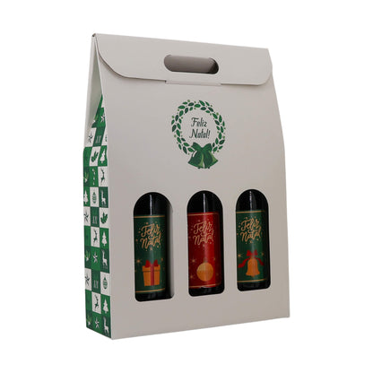 Caixas com Janela para Garrafas - Verde e Branco - "Bosque Inverno"