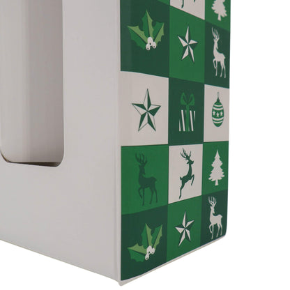 Caixas com Janela para Garrafas - Verde e Branco - "Bosque Inverno"