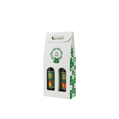 Caixas com Janela para Garrafas - Verde e Branco - "Bosque Inverno"