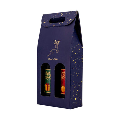 Caixas com Janela para Garrafas - Azul, Dourado e Branco - "Noite Feliz"