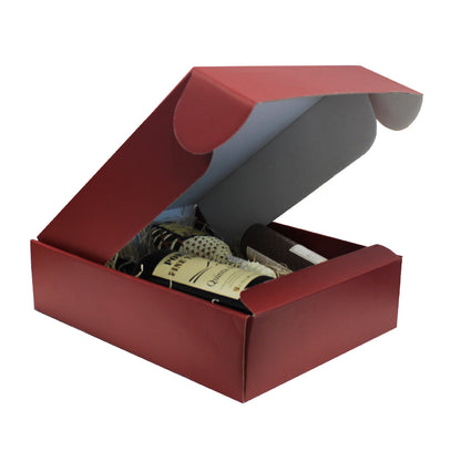Cantinetta Boxes with White Interior for Bottles - Embossed Laminated - Bordeaux