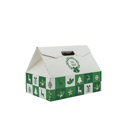 Caixa Cabaz Baulotto - Verde e Branco - "Bosque Inverno"