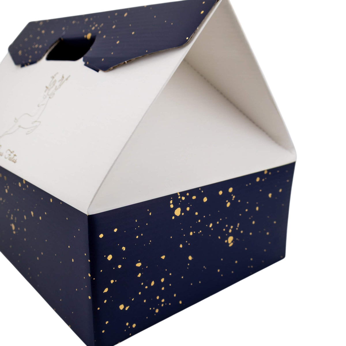 Caixa Cabaz Baulotto - Azul, Dourado e Branco - "Noite Feliz"