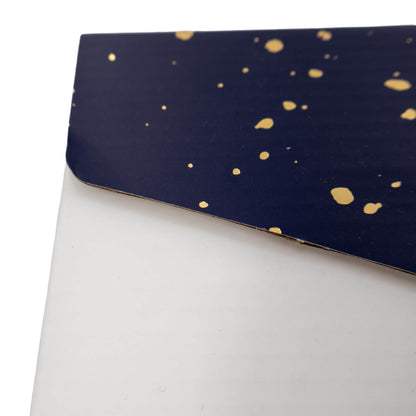 Caixa Cabaz Baulotto - Azul, Dourado e Branco - "Noite Feliz"