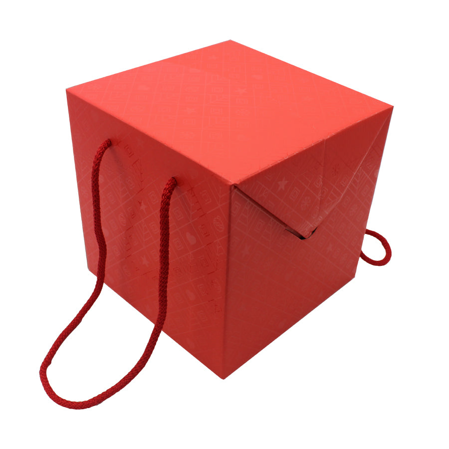 Cube Boxes with Cord - Red - "Christmas"