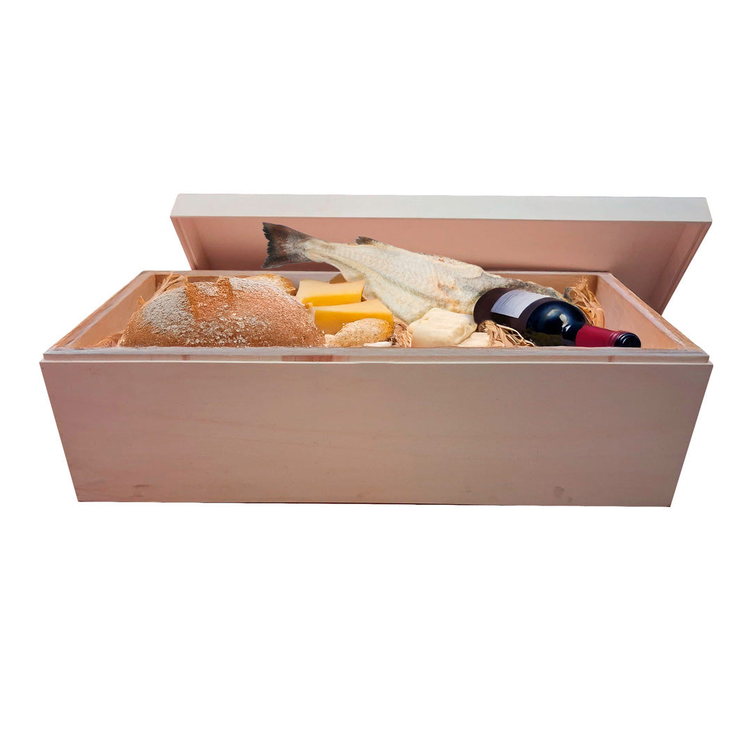 Cesta de regalo de madera con tapa - Madera - XXL