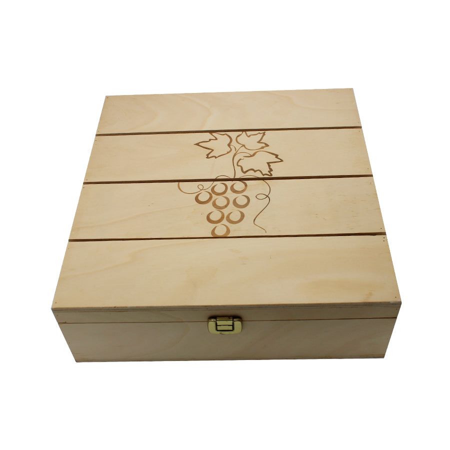 Box with Lid, Interior, and Clasp for Bottles - Wood