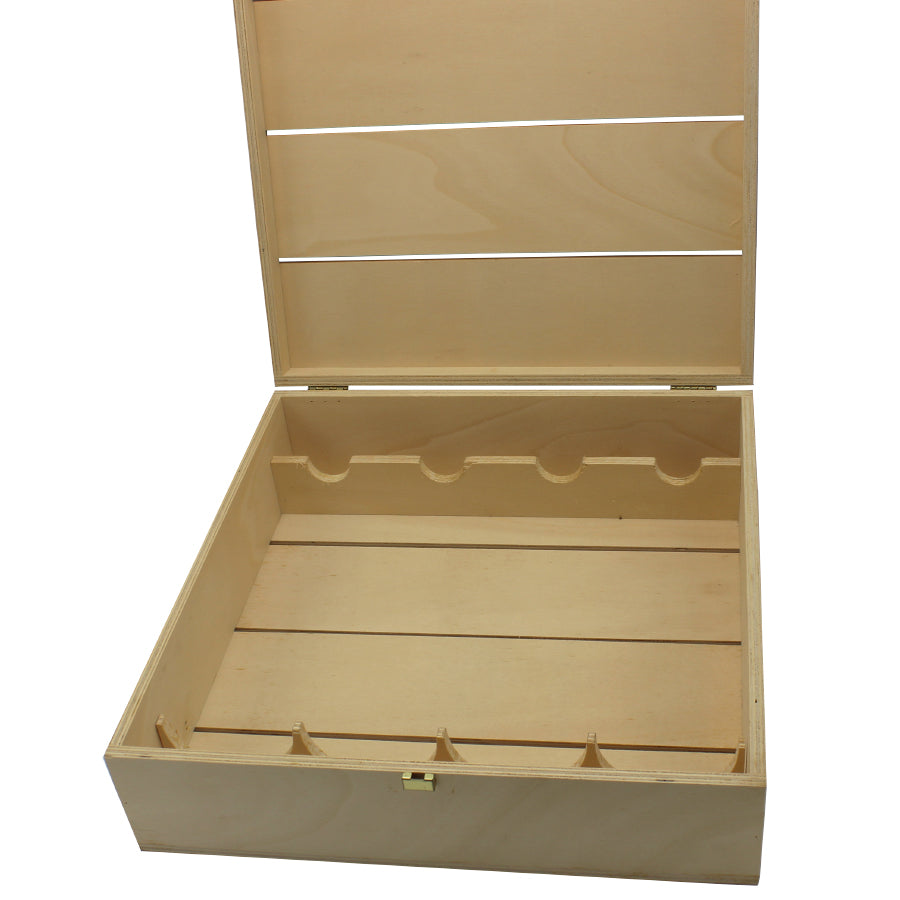 Box with Lid, Interior, and Clasp for Bottles - Wood