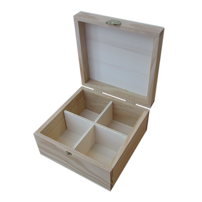 Tea Box with Clasp and Dividers - Wood