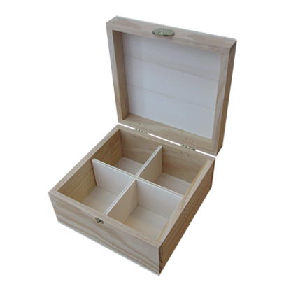 Tea Box with Clasp and Dividers - Wood