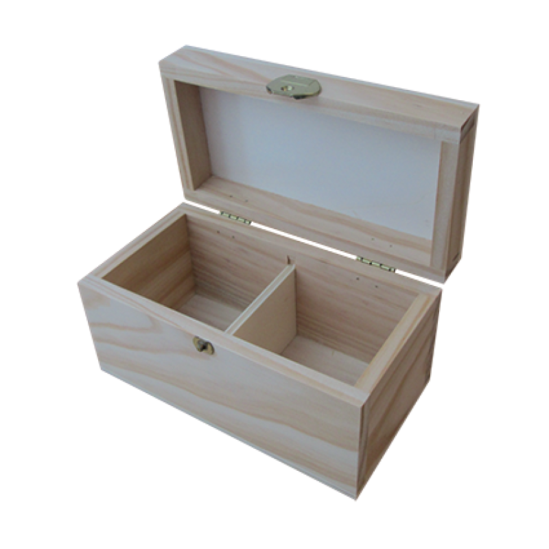 Tea Box with Clasp and Dividers - Wood
