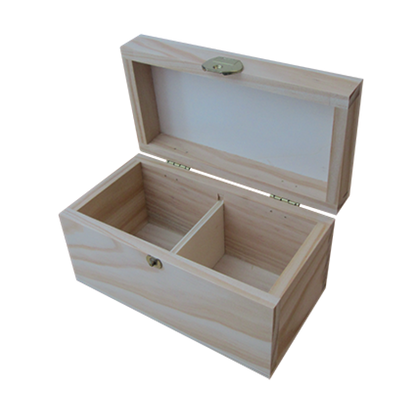 Tea Box with Clasp and Dividers - Wood