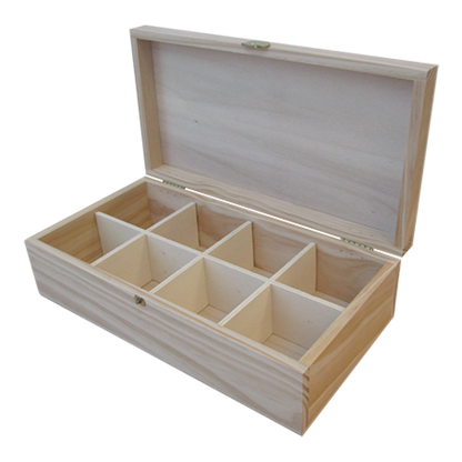 Tea Box with Clasp and Dividers - Wood