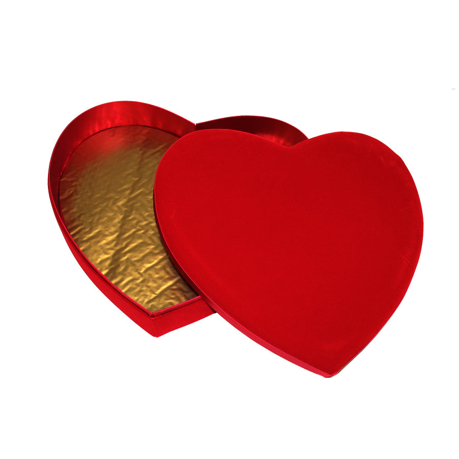 Caja con Tapa y Fondo con Interiores - Rojo - "Corazón Terciopelo"