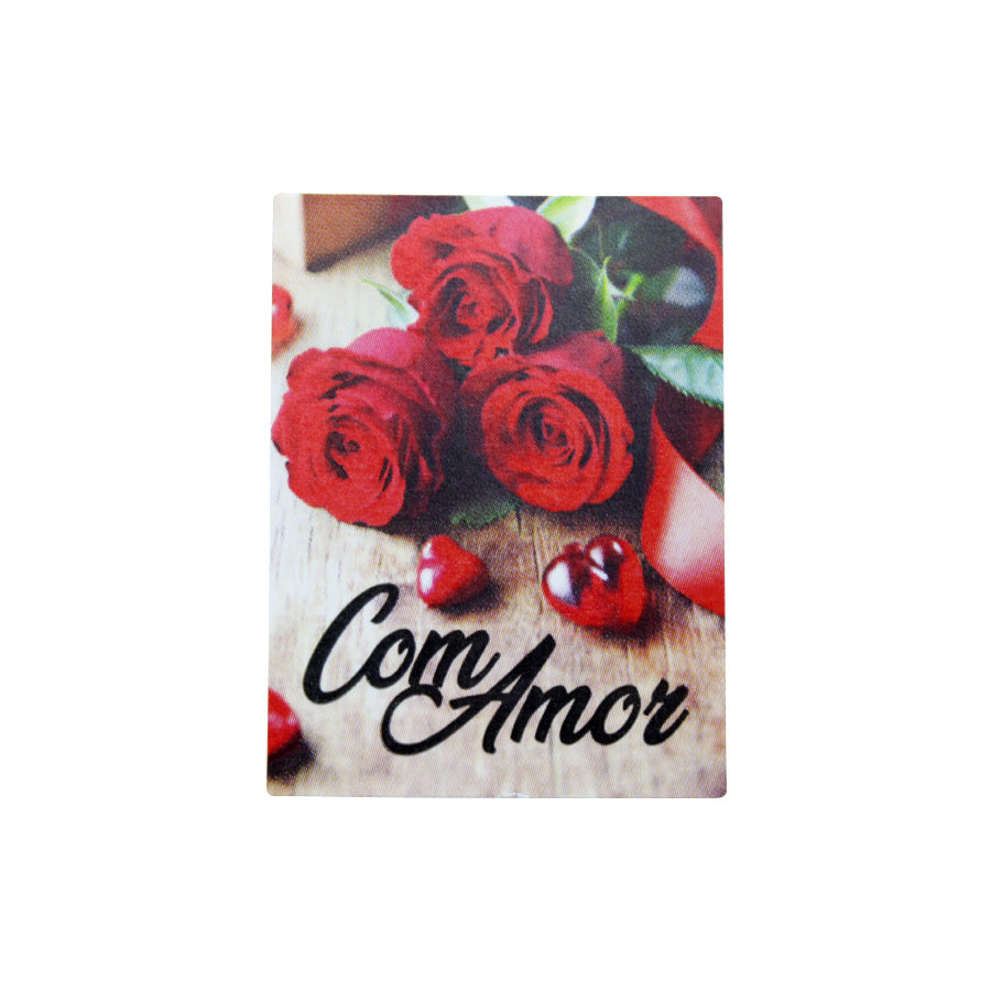 Etiqueta Autocolante Vertical - Multicor - "Com Amor/Rosas"