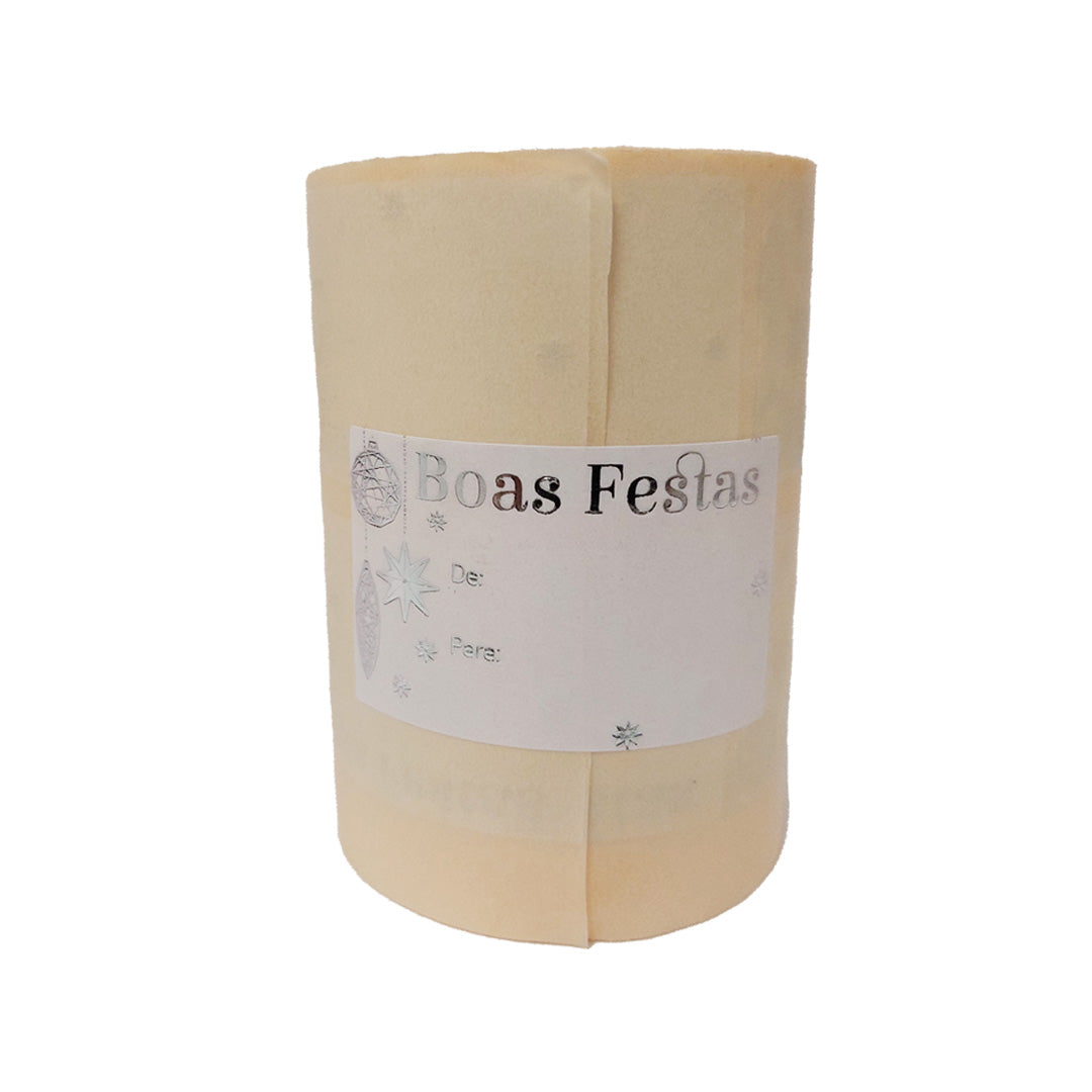 Etiqueta Autocolante Horizontal com "De/Para" - Prata e Branco - "Boas Festas"