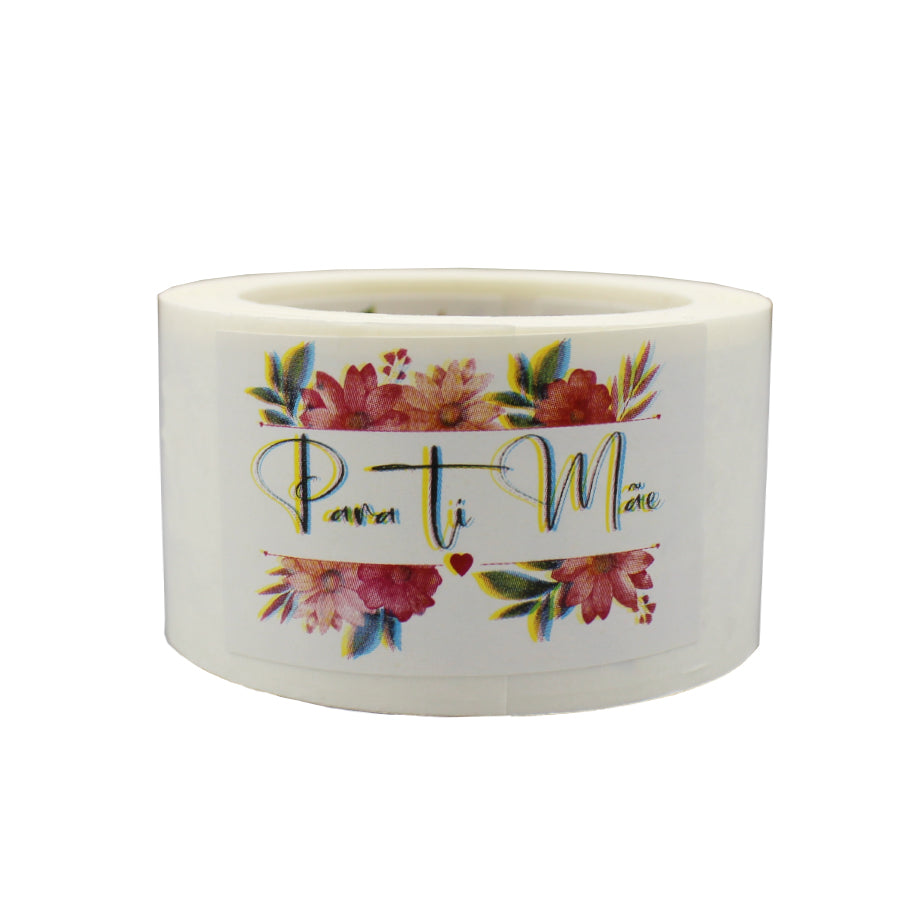 Etiqueta Autocolante Horizontal - Multicor - "Para ti Mãe/Flores"