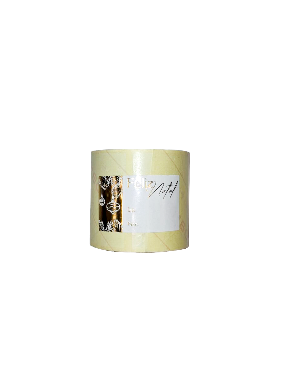 Etiqueta Autocolante Horizontal - Ouro - "Feliz Natal/Enfeitos"