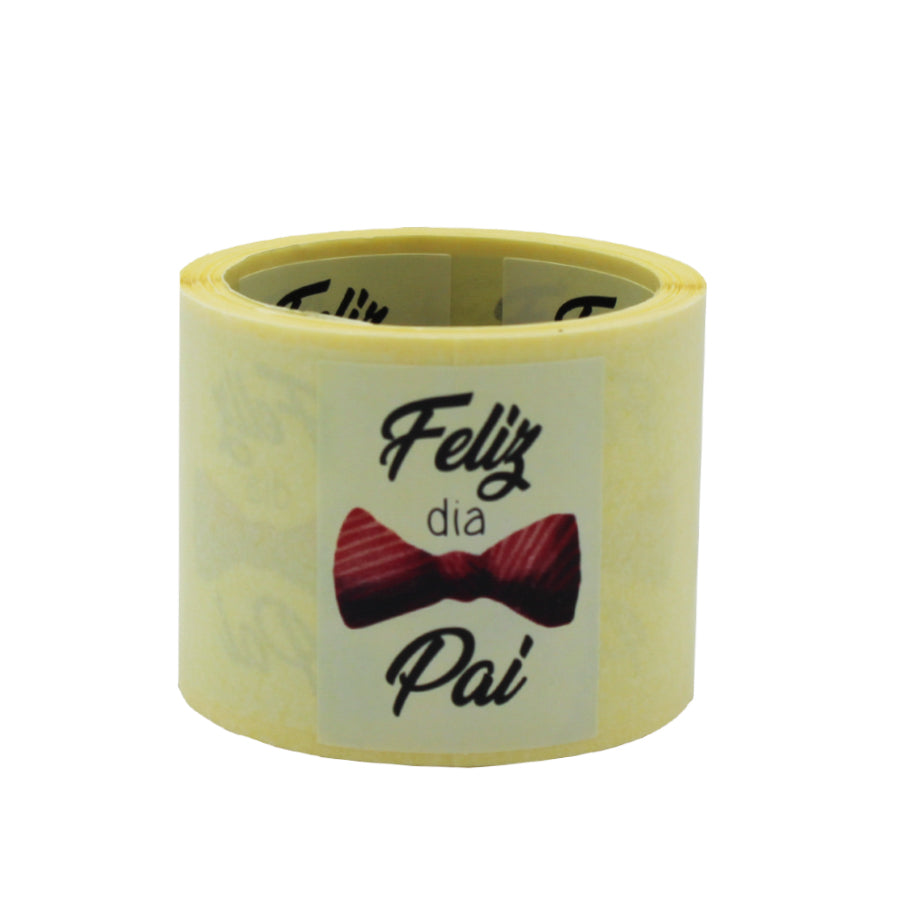 Etiqueta Autocolante Vertical - Multicor - "Feliz Dia Pai/Laço"