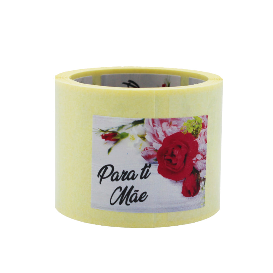Etiqueta Autocolante Horizontal - Multicor - "Para ti Mãe/Rosa Vermelha"