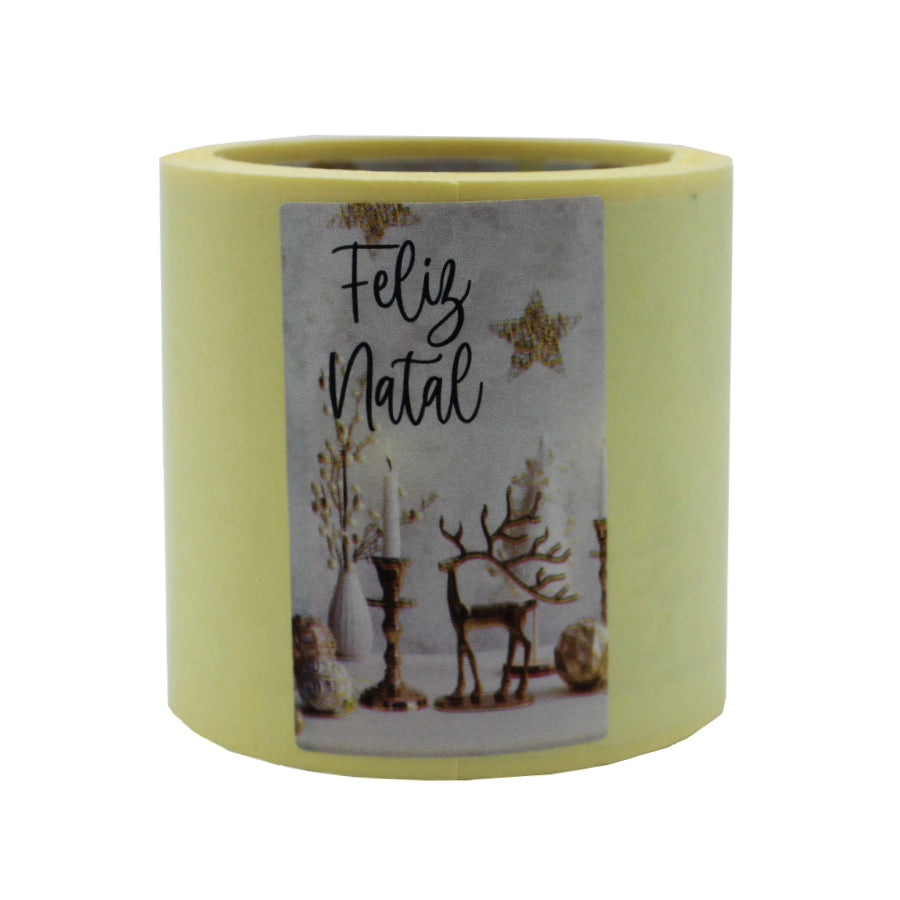 Vertical Sticker Label - Multicolour - "Merry Christmas/Reindeer"