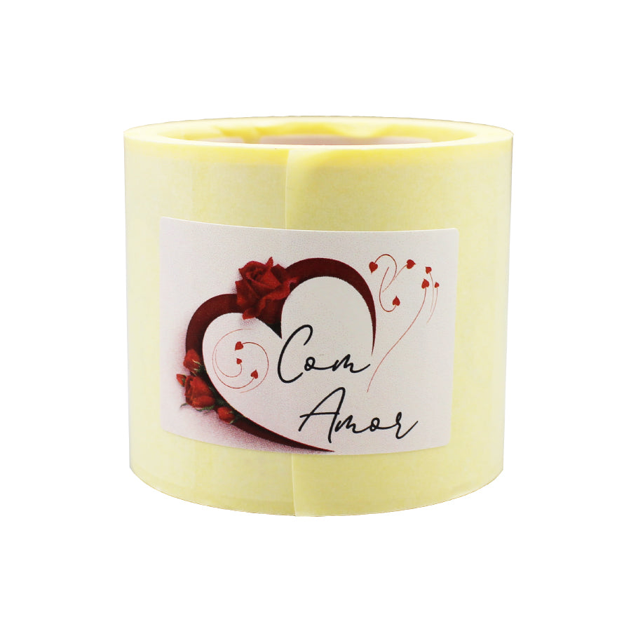 Etiqueta Autocolante Horizontal - Multicor - "Com Amor/Coração"