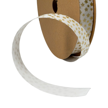 Fita Painted - Branco e Ouro - "Estrelas"
