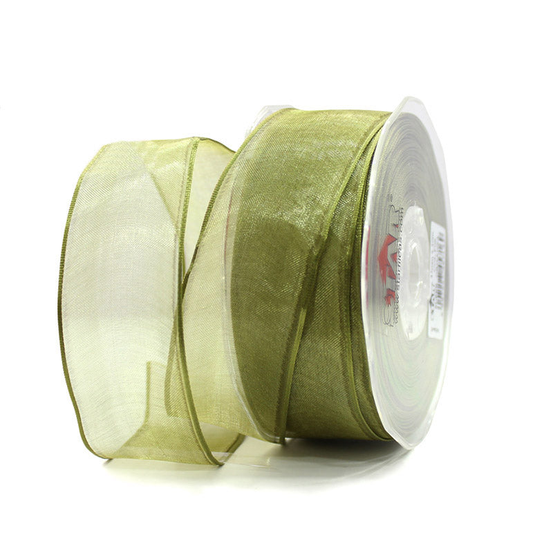 Cinta de Organza Alambrada - Verde Oro