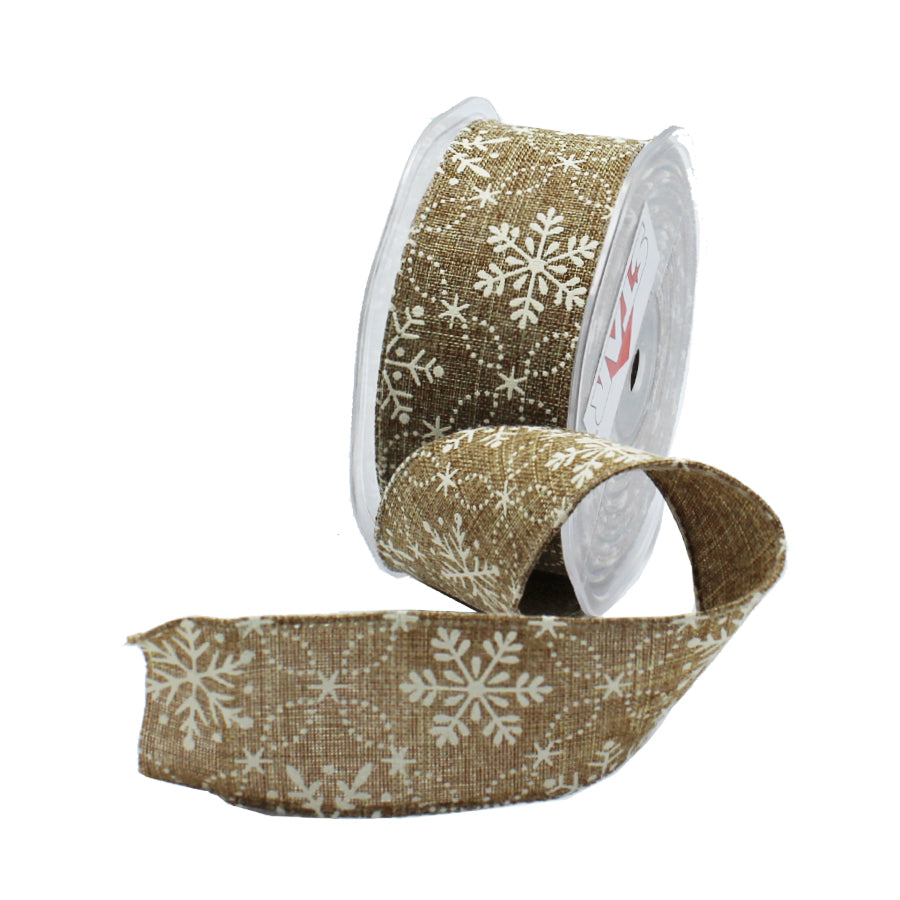 Wired Ribbon - Gold - "Snowflake"