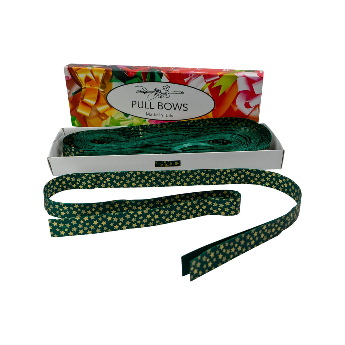 Caja con Lazos Rapid Painted - Oro y Verde - "Estrellas"