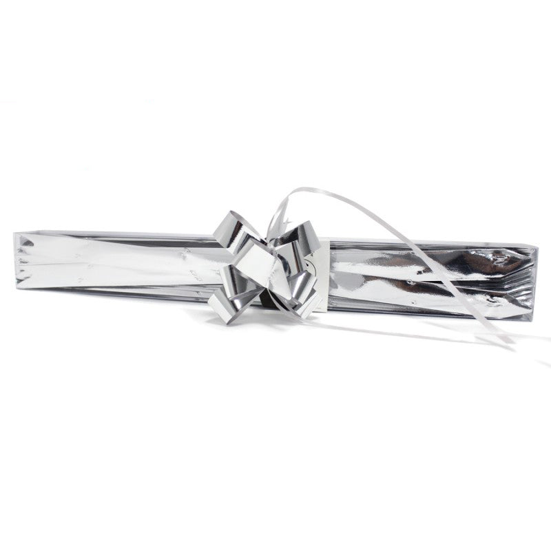 Box with Metallic Pull Bows - Silver