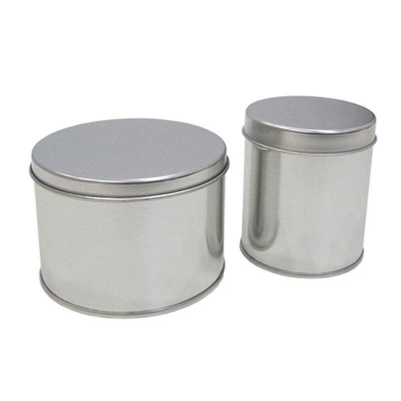 Latas Metálicas Redondas con Barniz - Plata