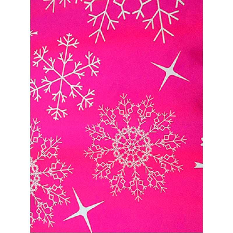 Rolo de Papel Couché - Rosa e Branco - "Flocos de Neve"