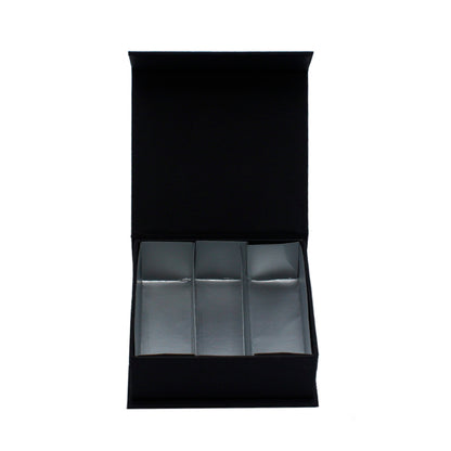 Caja Premium Tarjeta 1200g con Imán y Separadores para 4 Chocolates - Negro