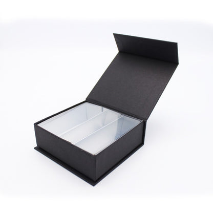 Caja Premium Tarjeta 1200g con Imán y Separadores para 4 Chocolates - Negro