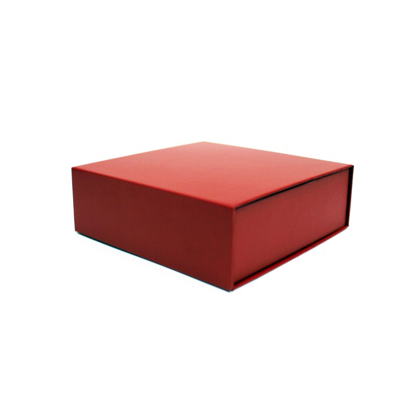 Caja Premium Cartón 1200g con Imán y Adhesivo - Plastificado Mate - Rojo