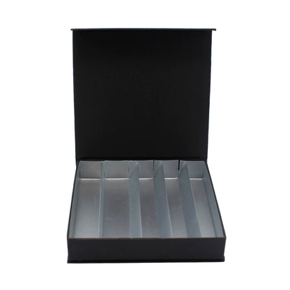 Caja Premium Tarjeta 1200g con Imán y Separadores para 4 Chocolates - Negro