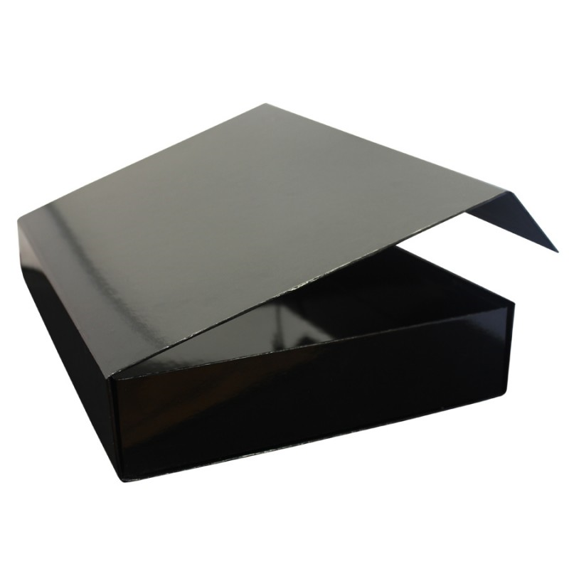 Caja Premium Tarjeta 1200g con Imán y Adhesivo - Plastificado Brillo - Negro