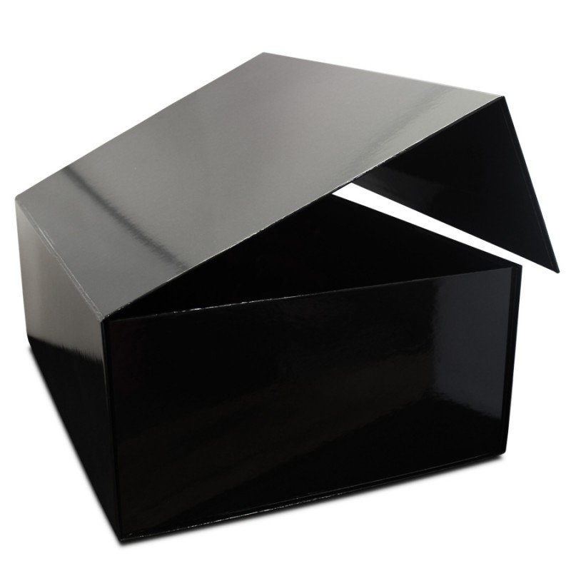 Caja Premium Tarjeta 1200g con Imán y Adhesivo - Plastificado Brillo - Negro