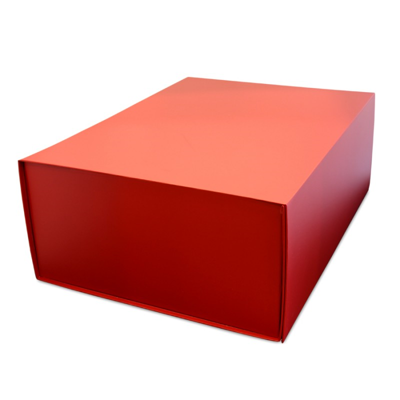 Caja Premium Cartón 1200g con Imán y Adhesivo - Plastificado Mate - Rojo