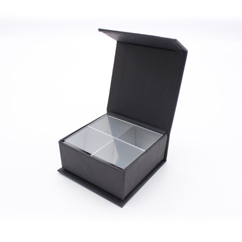 Caja Premium Tarjeta 1200g con Imán y Separadores para 4 Chocolates - Negro