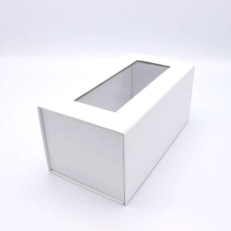 Caixa Premium Cartão 1200g com Janela e Iman - Plastificado Mate - Branco