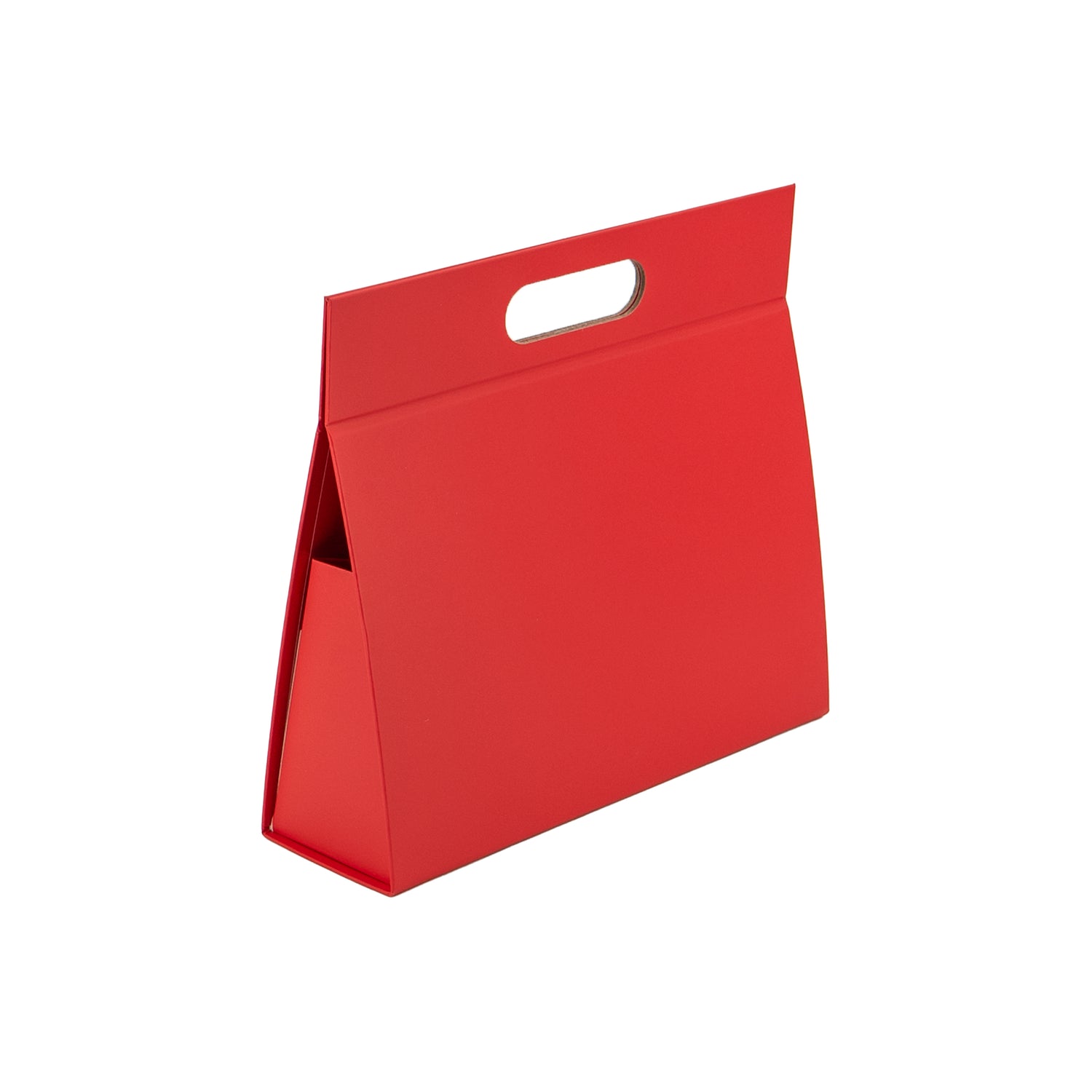 Caja Maleta Premium Triangular con Asa e Imán - Plastificado Mate - Rojo
