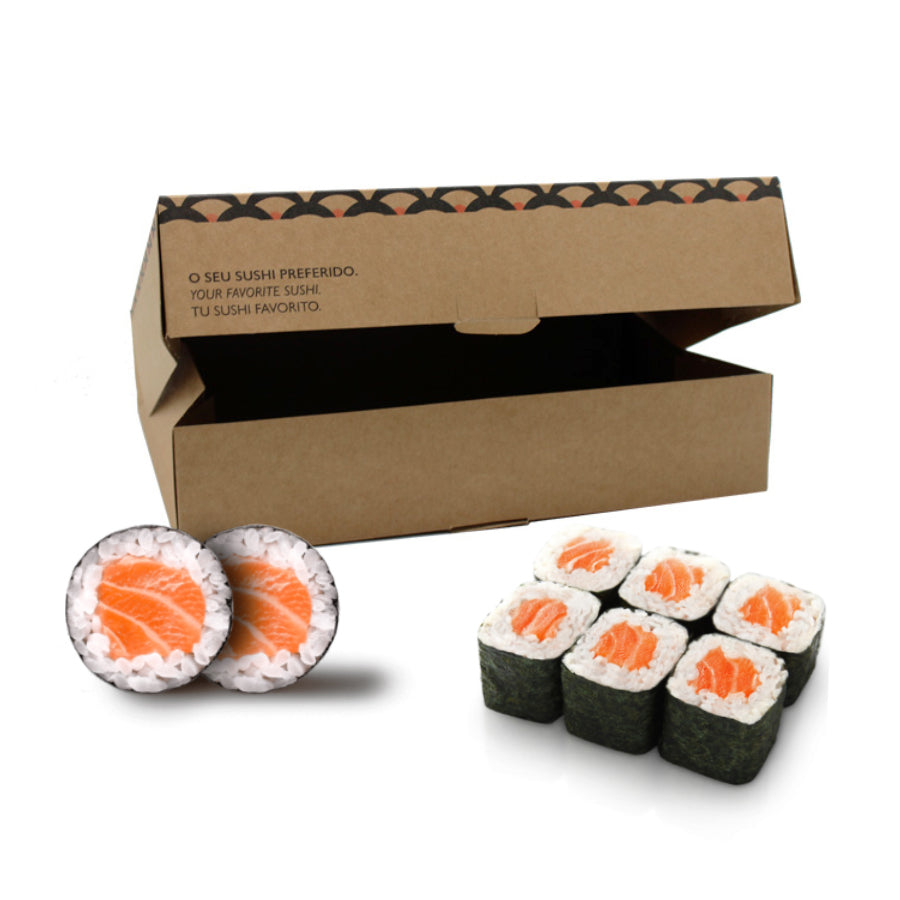Cajas Personalizadas Take-Away para Sushi 275g - Kraft y Negro